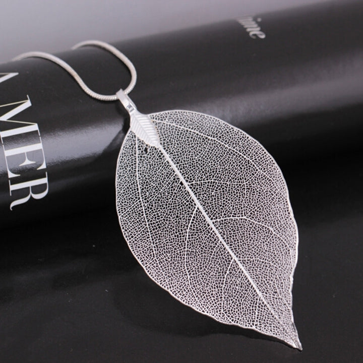 Women Hollow Leaf Pendant Long Chain Necklace Fashion Jewelry Accessory Gift Image 11