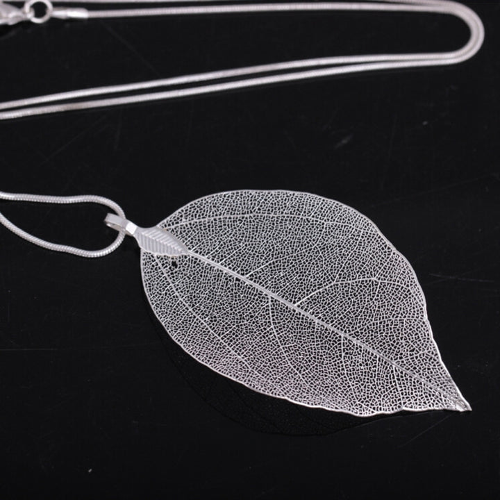 Women Hollow Leaf Pendant Long Chain Necklace Fashion Jewelry Accessory Gift Image 12