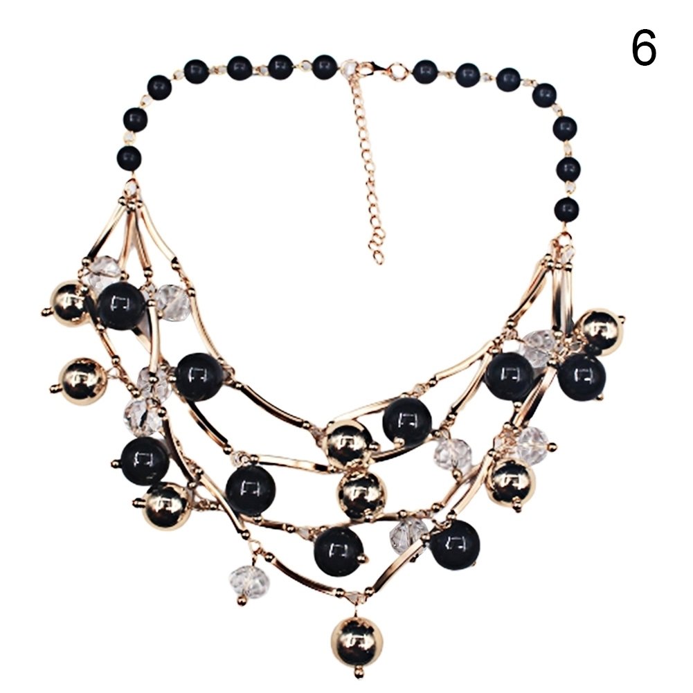 Fashion Women Faux Pearl Multilayer Chain Bib Necklace Statement Jewelry Gift Image 3