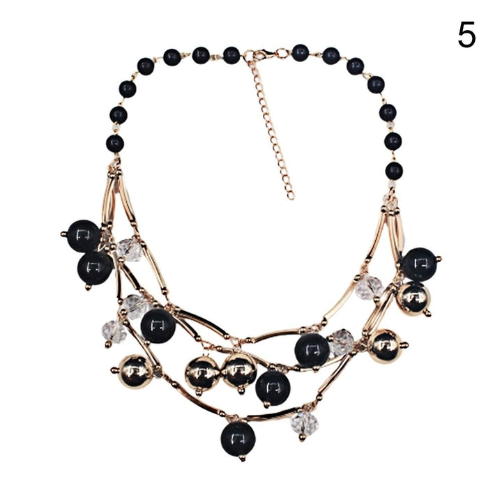 Fashion Women Faux Pearl Multilayer Chain Bib Necklace Statement Jewelry Gift Image 6