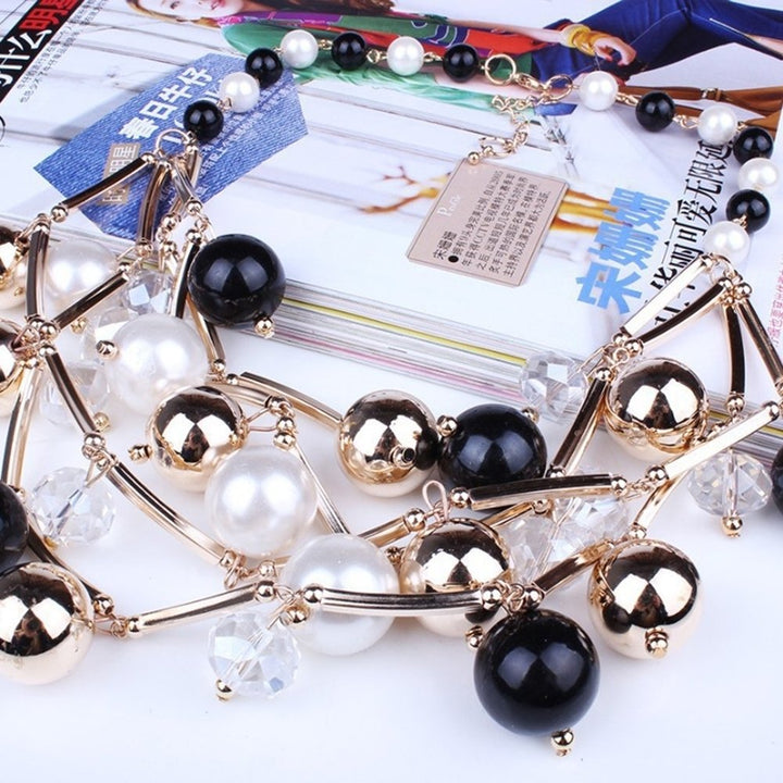 Fashion Women Faux Pearl Multilayer Chain Bib Necklace Statement Jewelry Gift Image 10