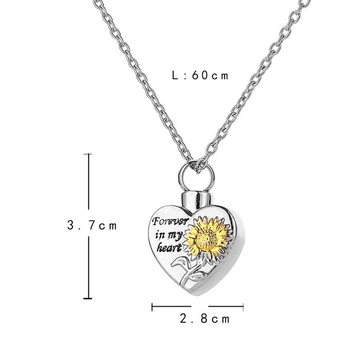 Unisex Sunflower Forever in My Heart Pendant Chain Necklace Memorial Jewelry Image 8