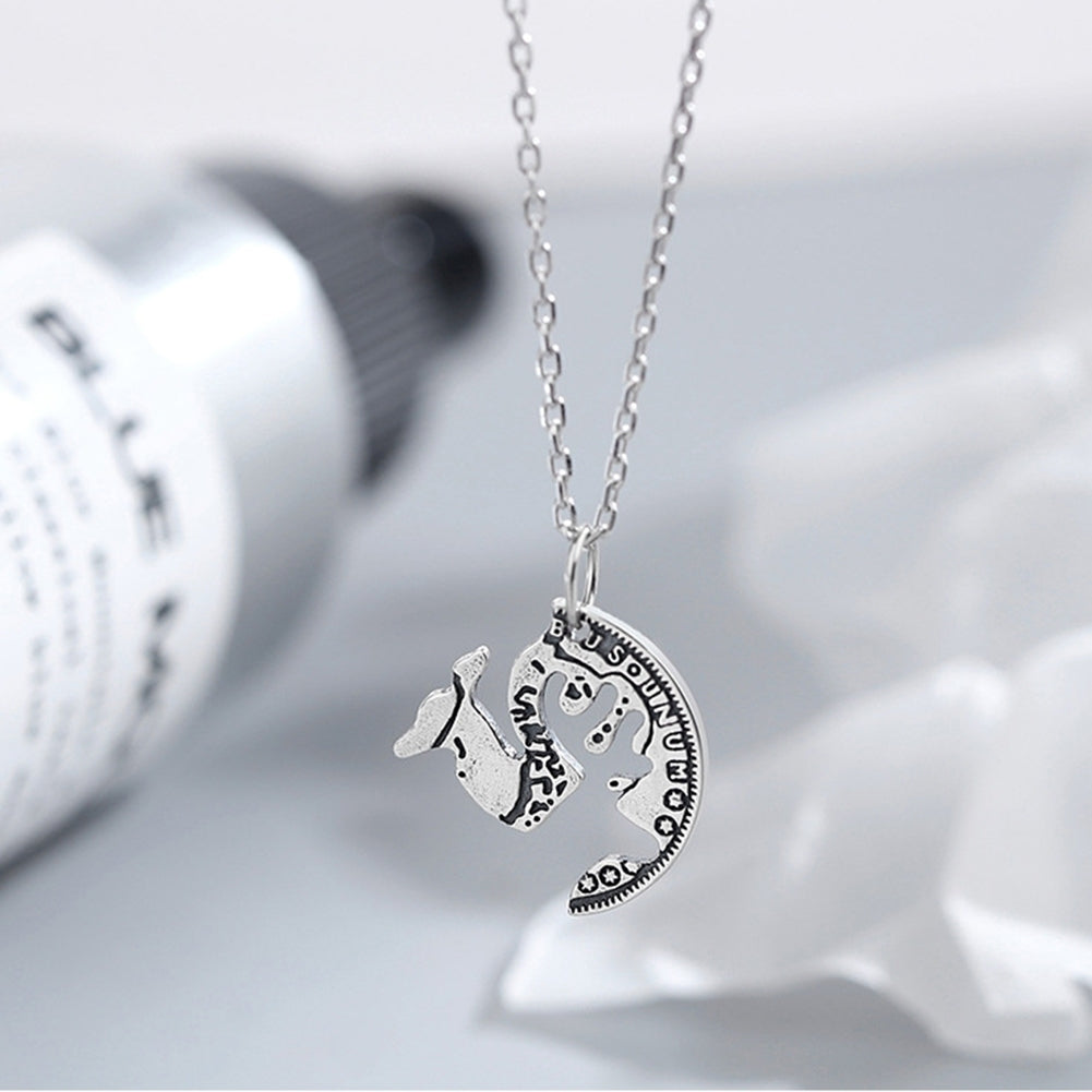 2Pcs Deer Puzzle Disc Pendant Alloy Clavicle Chain Necklace Couple Lover Gift Image 4