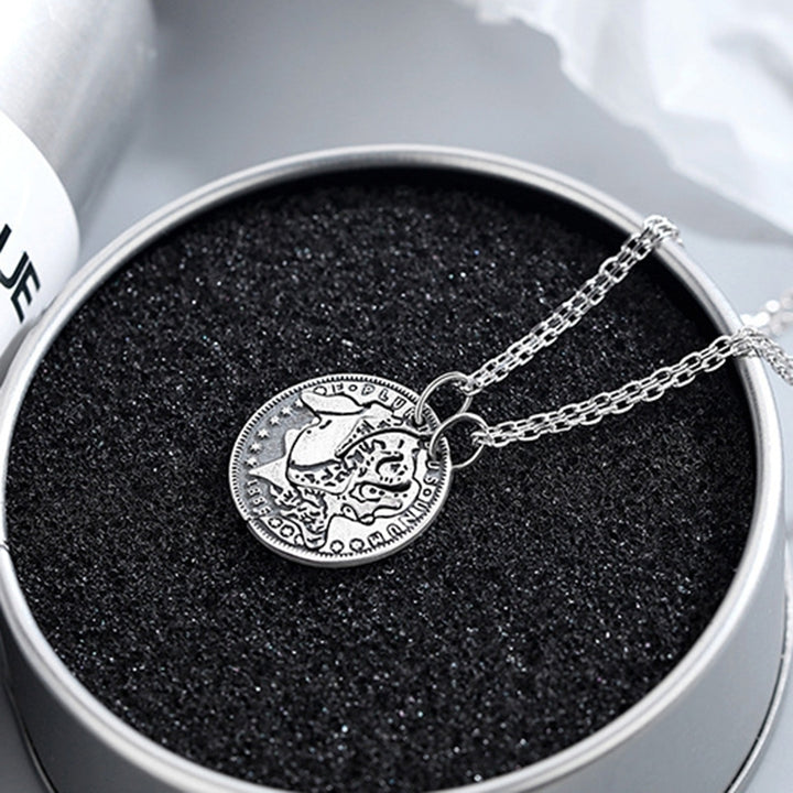 2Pcs Deer Puzzle Disc Pendant Alloy Clavicle Chain Necklace Couple Lover Gift Image 7