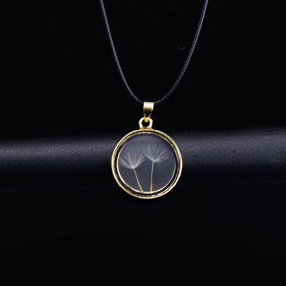 Women Dried Dandelion Transparent Disc Pendant Adjustable Necklace Jewelry Gift Image 1