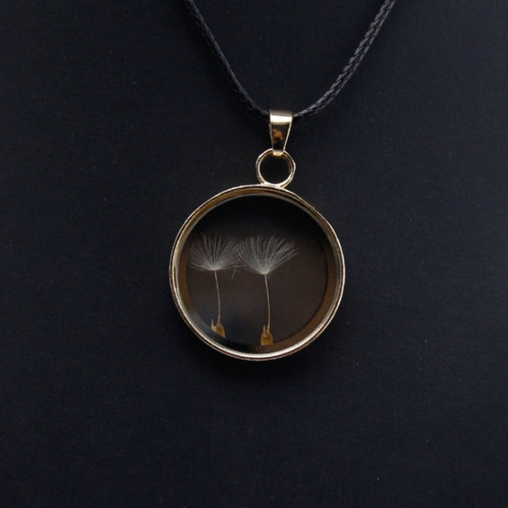 Women Dried Dandelion Transparent Disc Pendant Adjustable Necklace Jewelry Gift Image 3