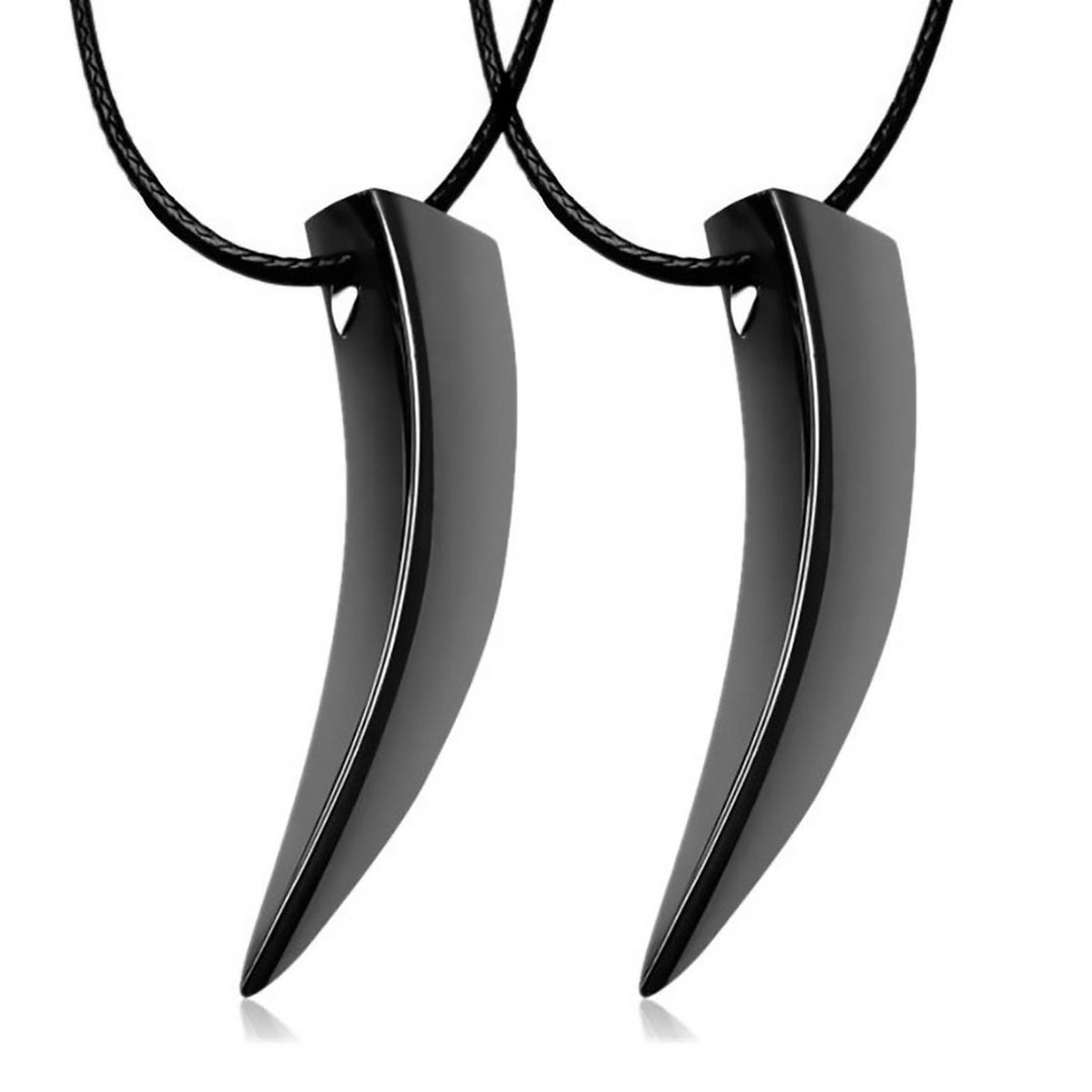 2Pcs Unisex Fashion Stainless Steel Moon Pendant Amulet Necklace Jewelry Gift Image 9