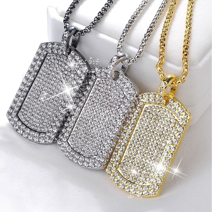 Women Rhinestone Geometric Squares Shape Pendant Decor Necklace Jewelry Gift Image 1