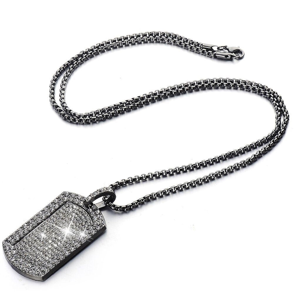 Women Rhinestone Geometric Squares Shape Pendant Decor Necklace Jewelry Gift Image 4