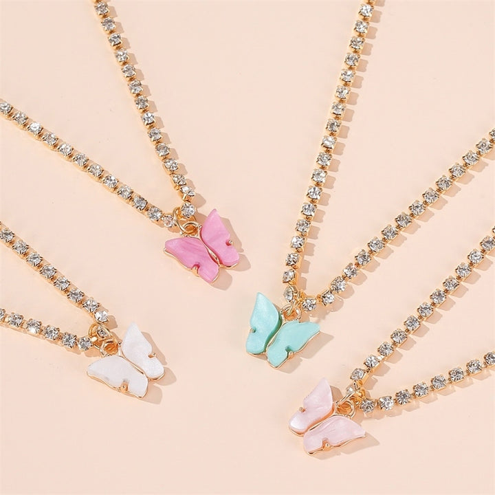 Women Fashion Butterfly-Shaped Pendant Necklace Clavicle Chain Jewelry Gift Image 1