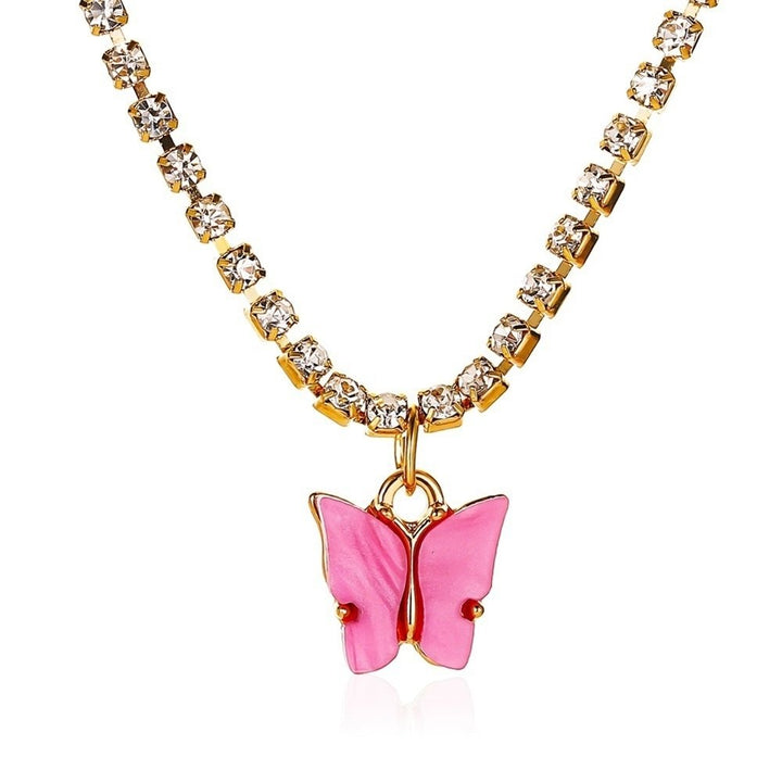 Women Fashion Butterfly-Shaped Pendant Necklace Clavicle Chain Jewelry Gift Image 3