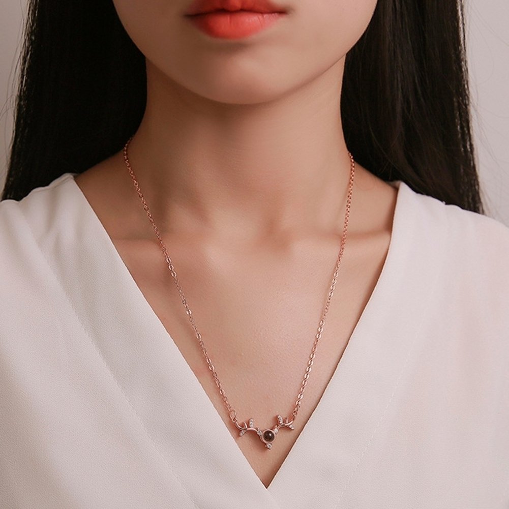 Female Antler Shaped Projection Clavicle Chain Pendant Choker Necklace Jewelry Image 2