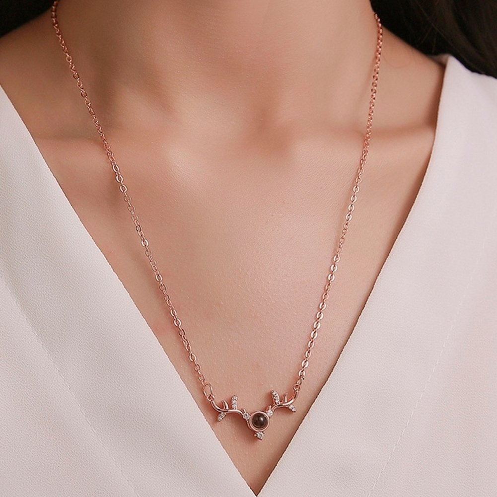 Female Antler Shaped Projection Clavicle Chain Pendant Choker Necklace Jewelry Image 3