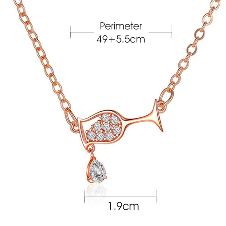 Shiny Cubic Zirconia Pendant Chain Wine Goblet Shape Love Heart Shape Necklace Image 9