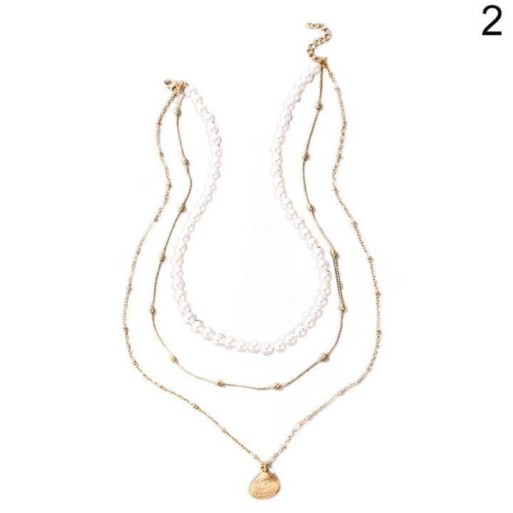 Women Retro Style Love Heart Faux Pearl Necklace Clavicle Chain Jewelry Gift Image 3