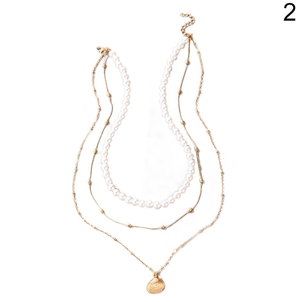 Women Retro Style Love Heart Faux Pearl Necklace Clavicle Chain Jewelry Gift Image 1