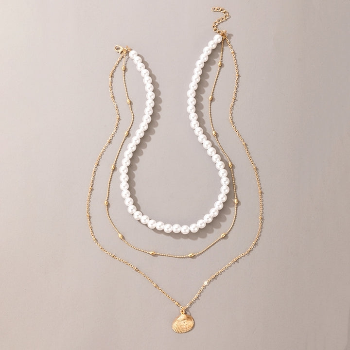 Women Retro Style Love Heart Faux Pearl Necklace Clavicle Chain Jewelry Gift Image 6