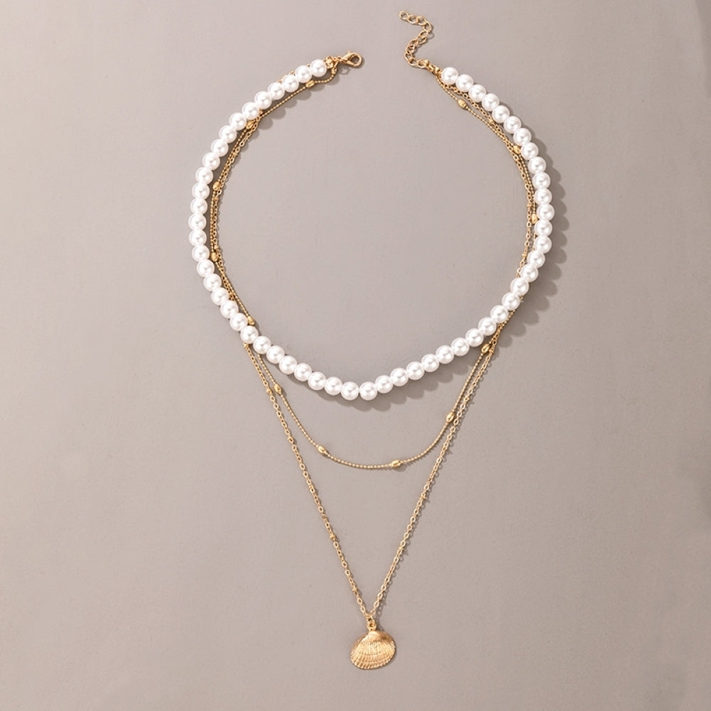 Women Retro Style Love Heart Faux Pearl Necklace Clavicle Chain Jewelry Gift Image 7