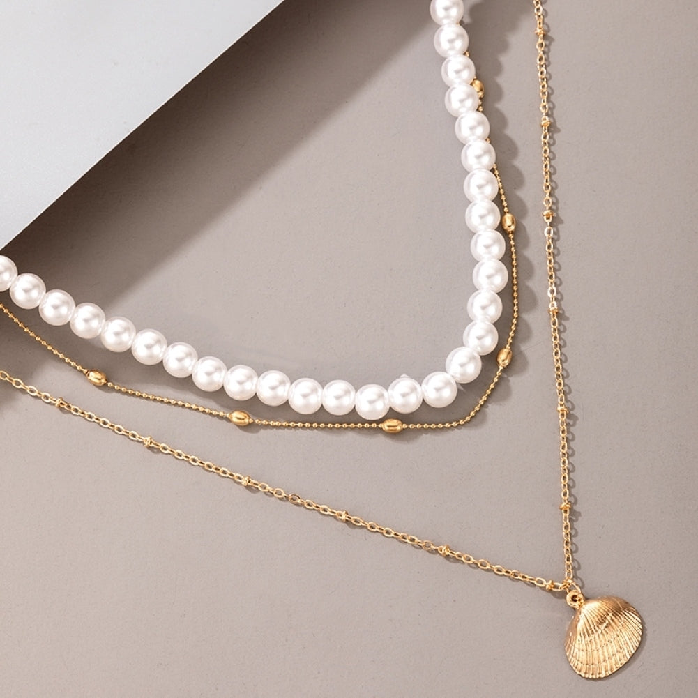 Women Retro Style Love Heart Faux Pearl Necklace Clavicle Chain Jewelry Gift Image 8