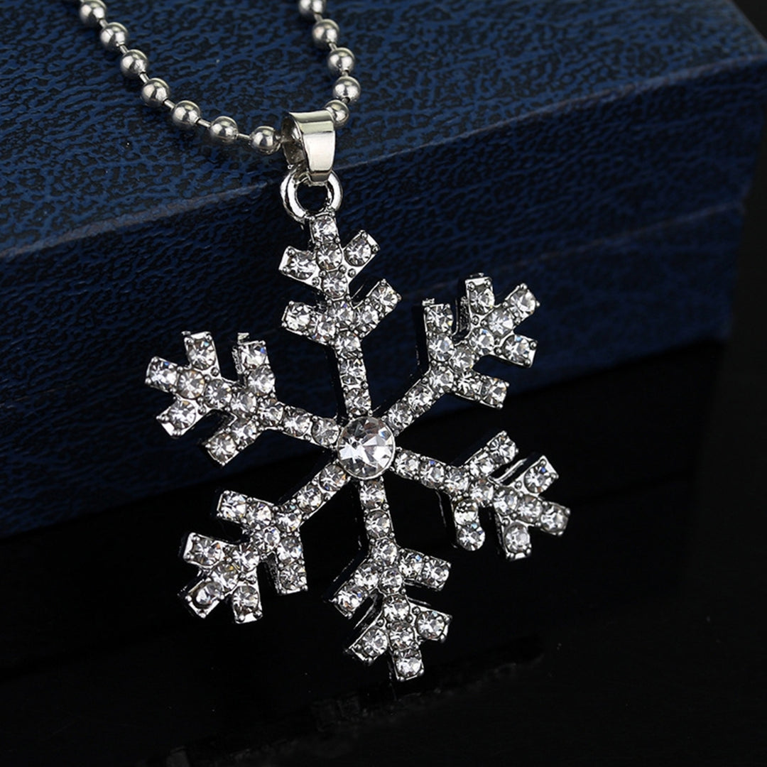 Women Fashion Snowflake Blue White Rhinestone Alloy Necklace Pendant Jewelry Image 6