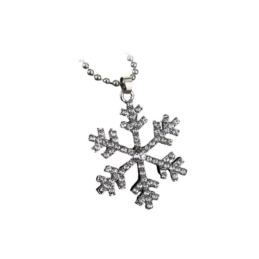 Women Fashion Snowflake Blue White Rhinestone Alloy Necklace Pendant Jewelry Image 7