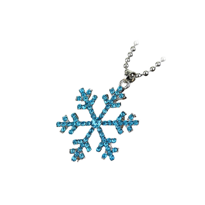 Women Fashion Snowflake Blue White Rhinestone Alloy Necklace Pendant Jewelry Image 8