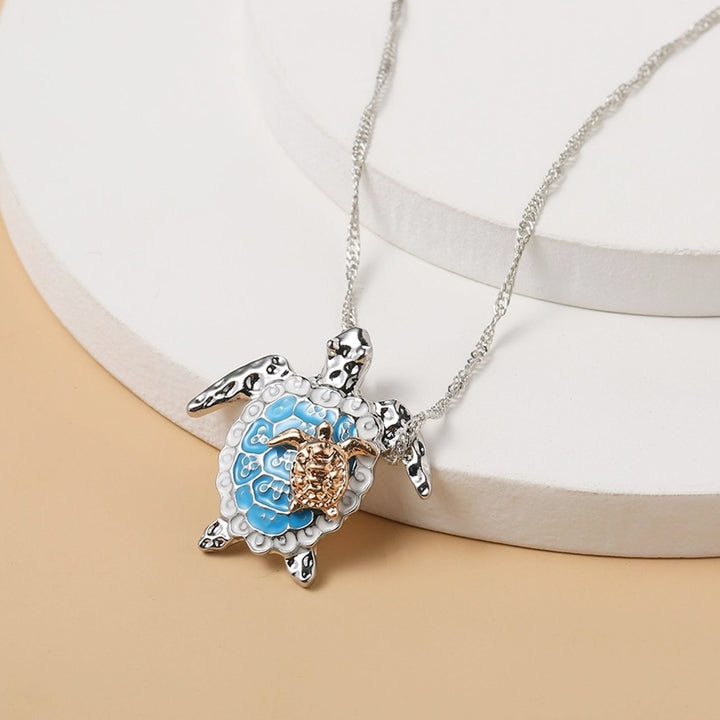 Women Alloy Clavicle Chain Tortoise Shaped Pendant Animal Statement Necklace Image 4