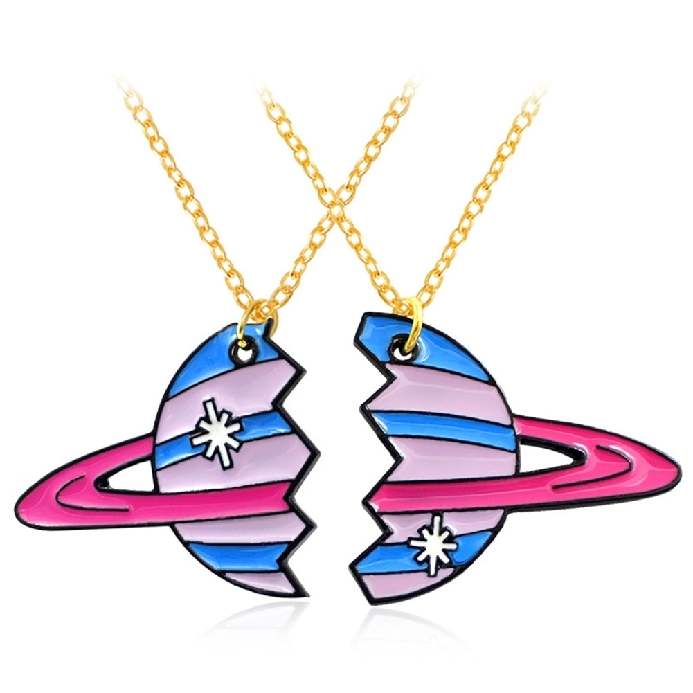 2Pcs Women Stylish Alloy Planet Shape Necklace Combination Jewelry Accessory Set Image 10