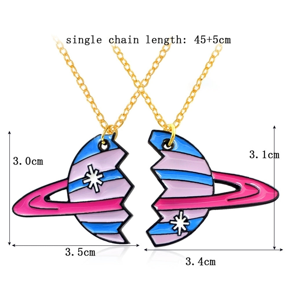 2Pcs Women Stylish Alloy Planet Shape Necklace Combination Jewelry Accessory Set Image 11