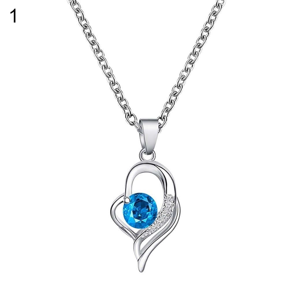 Women Rhinestone Love Heart Shape Clavicle Chain Necklace Pendant Earrings Gift Image 9