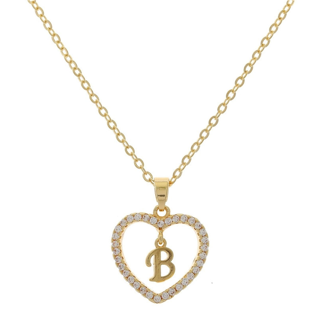 Women A to Z Capital Letter Heart Initial Pendant Necklace Jewelry Accessory Image 1