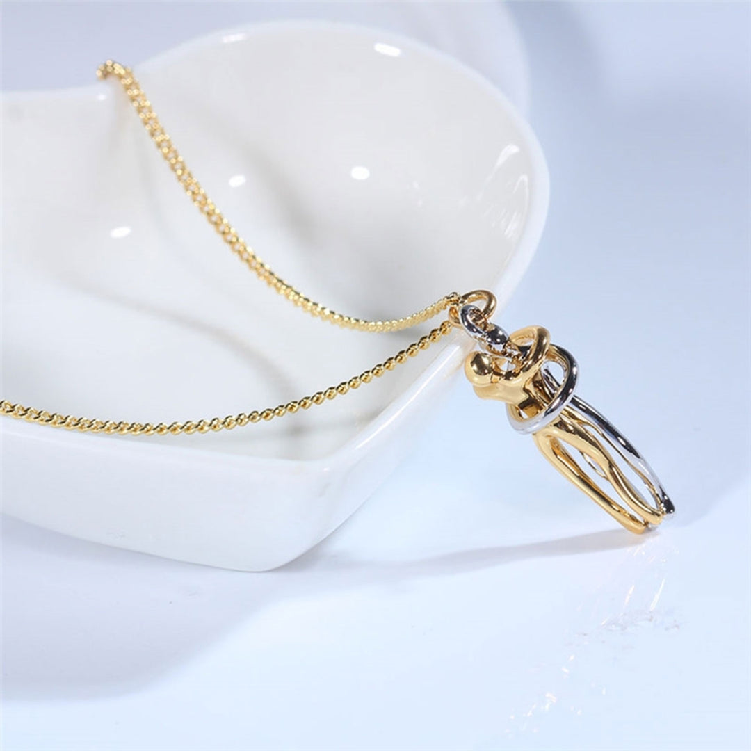 Couple Woman Man Hug Shape Pendant Choker Chain Clavicle Necklace for Dating Image 1