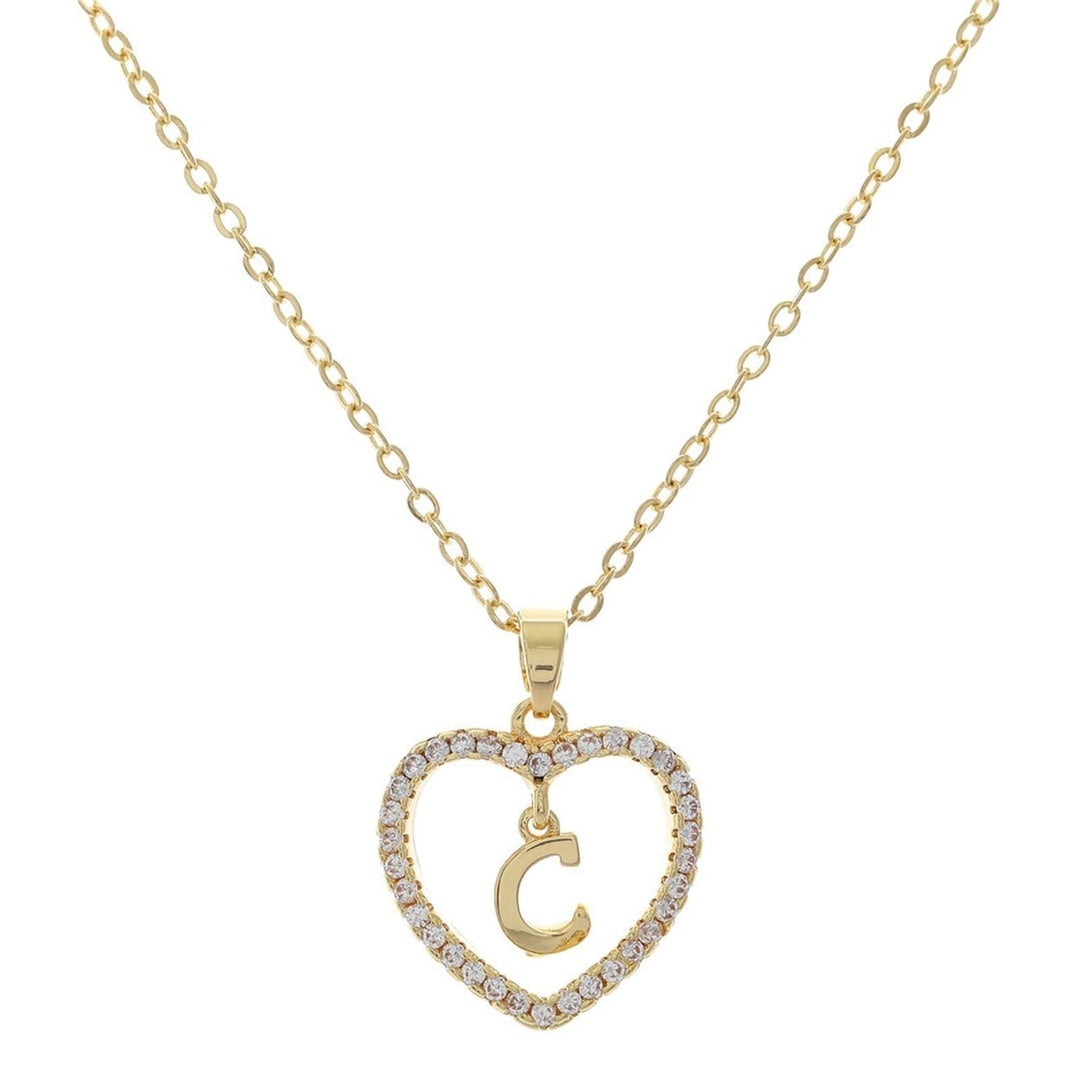 Women A to Z Capital Letter Heart Initial Pendant Necklace Jewelry Accessory Image 3