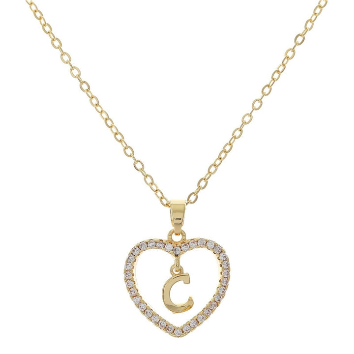 Women A to Z Capital Letter Heart Initial Pendant Necklace Jewelry Accessory Image 3