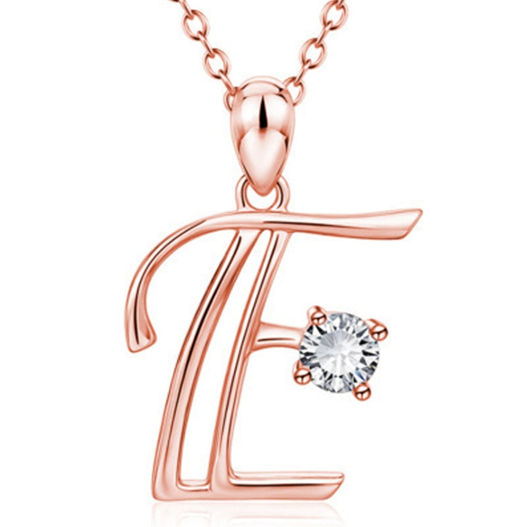 26 Capital Letter Pendant Necklace Cubic Zirconia Rose Gold Jewelry Accessory Image 6