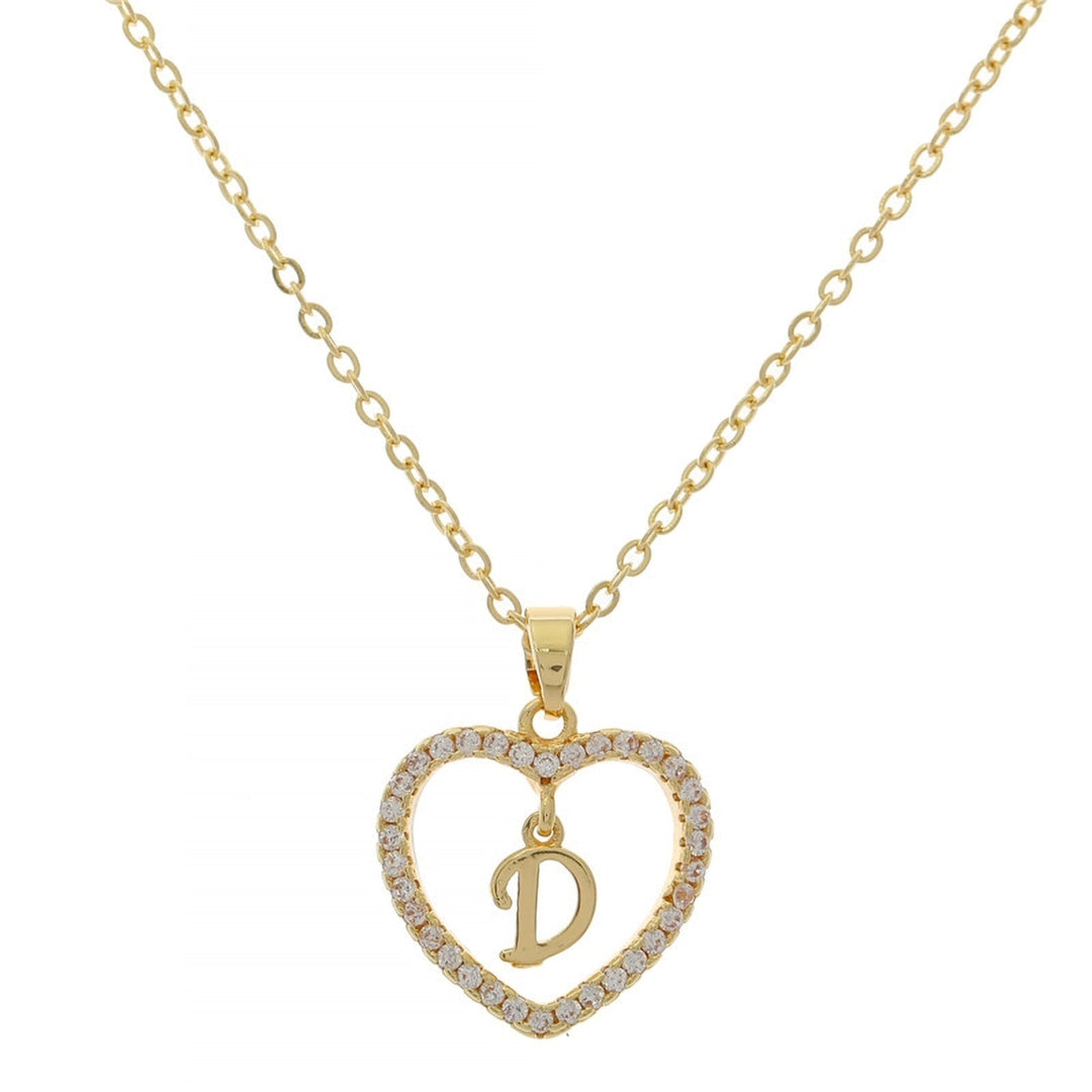 Women A to Z Capital Letter Heart Initial Pendant Necklace Jewelry Accessory Image 4