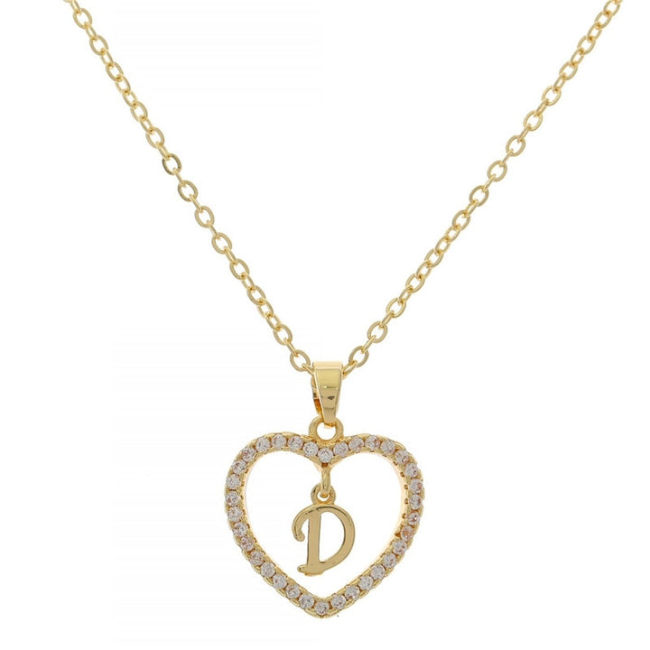 Women A to Z Capital Letter Heart Initial Pendant Necklace Jewelry Accessory Image 1