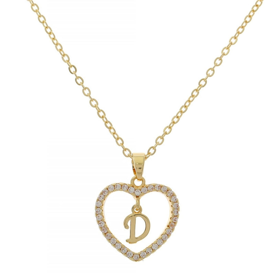 Women A to Z Capital Letter Heart Initial Pendant Necklace Jewelry Accessory Image 1