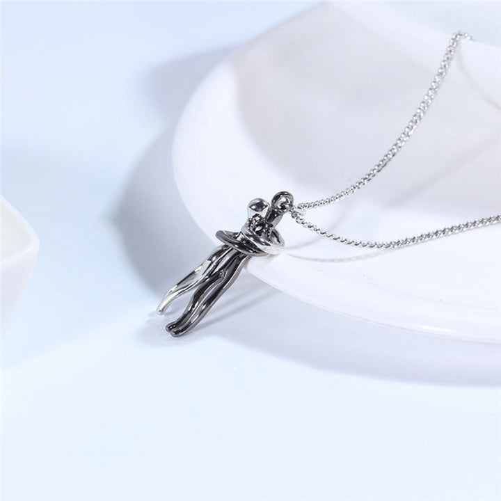 Couple Woman Man Hug Shape Pendant Choker Chain Clavicle Necklace for Dating Image 4