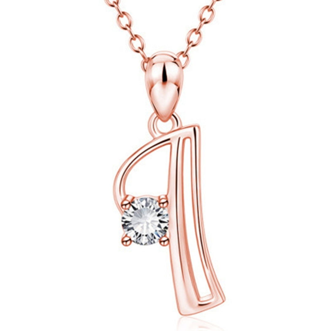 26 Capital Letter Pendant Necklace Cubic Zirconia Rose Gold Jewelry Accessory Image 9