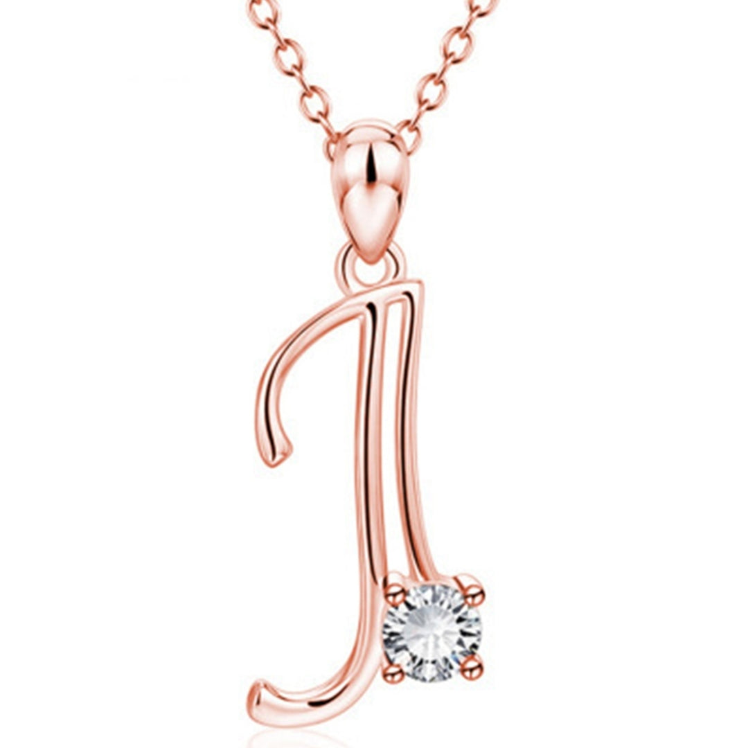 26 Capital Letter Pendant Necklace Cubic Zirconia Rose Gold Jewelry Accessory Image 10