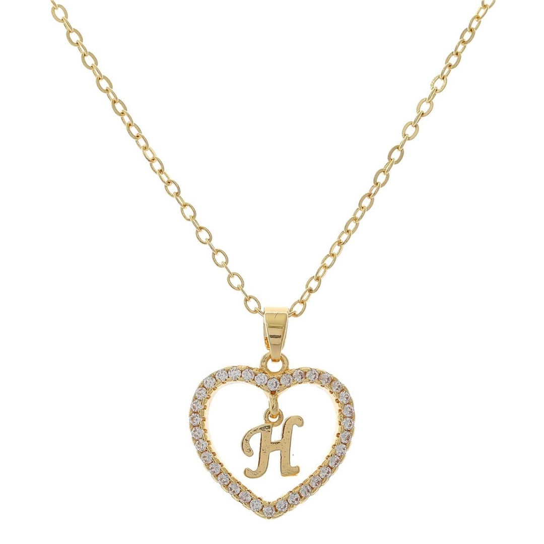 Women A to Z Capital Letter Heart Initial Pendant Necklace Jewelry Accessory Image 8