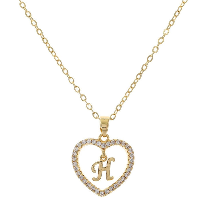 Women A to Z Capital Letter Heart Initial Pendant Necklace Jewelry Accessory Image 8