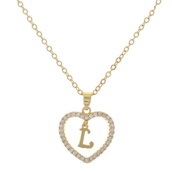 Women A to Z Capital Letter Heart Initial Pendant Necklace Jewelry Accessory Image 10