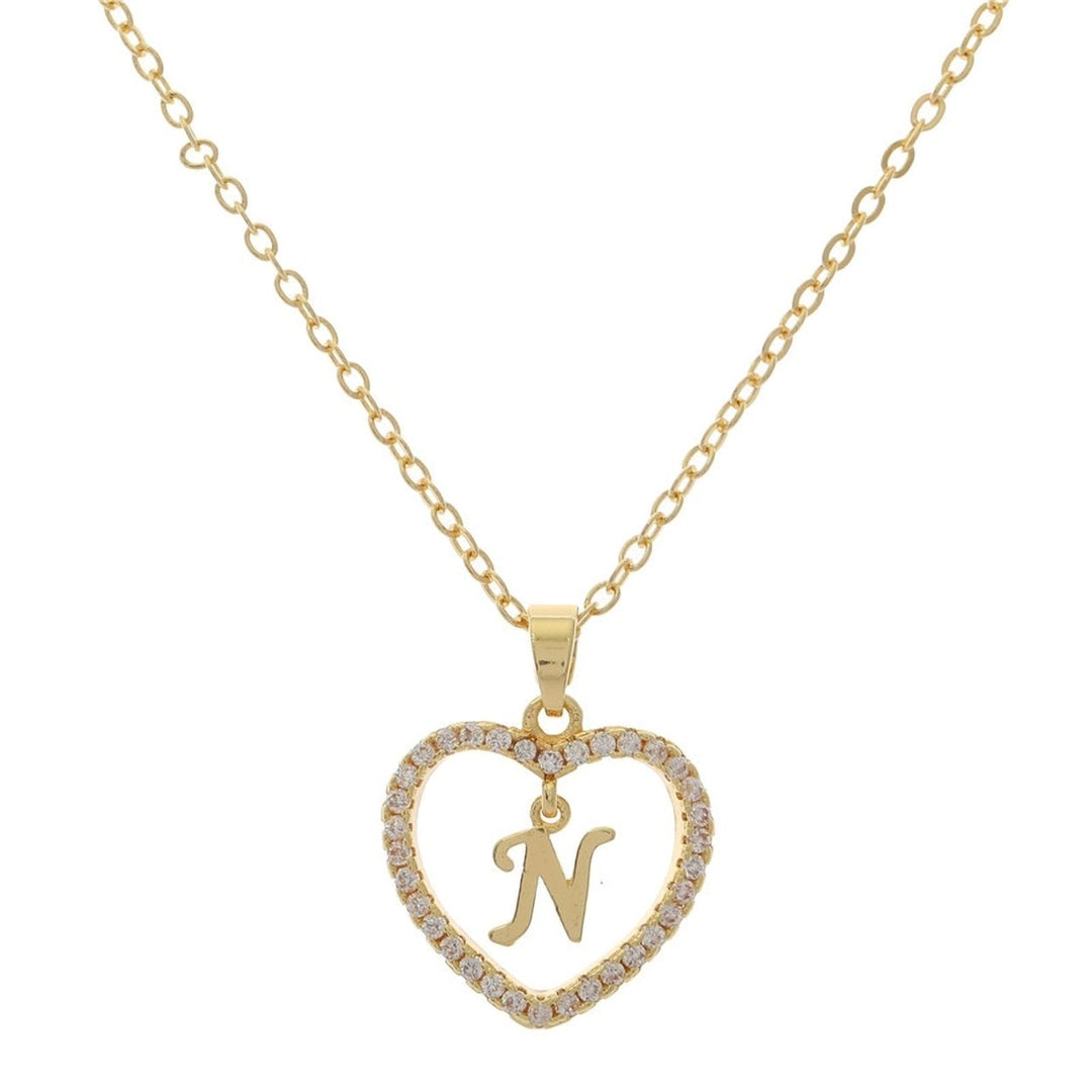 Women A to Z Capital Letter Heart Initial Pendant Necklace Jewelry Accessory Image 12