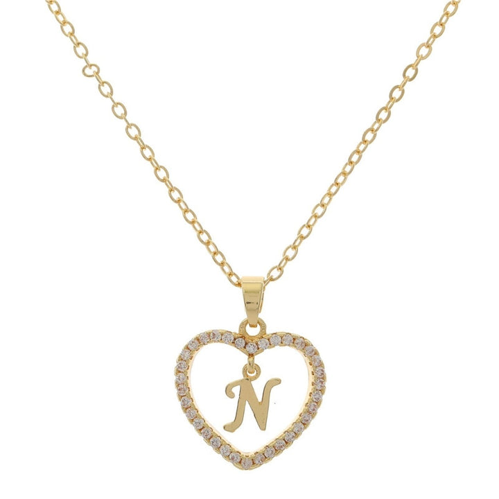 Women A to Z Capital Letter Heart Initial Pendant Necklace Jewelry Accessory Image 12