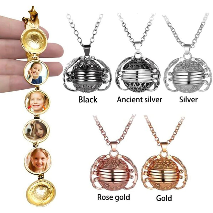 Creative Retro Multilayer Wing Round 4 Photos Pictures Box Locket Necklace Gift Image 1