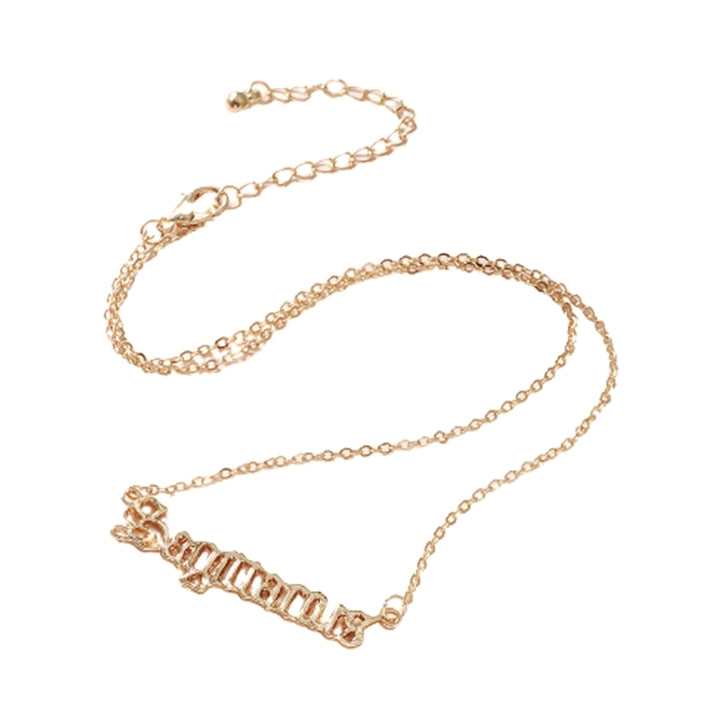 Women Golden Constellation Sagittarius English Letter Necklace Sweater Chain Image 6