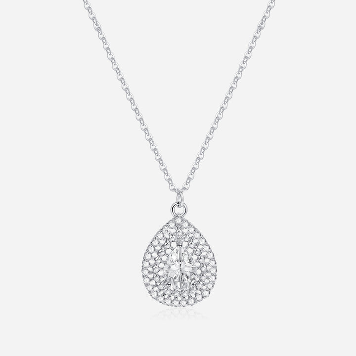 Elegant Women Cubic Zirconia Waterdrop Shape Faux Pearl Necklace Jewelry Gift Image 6
