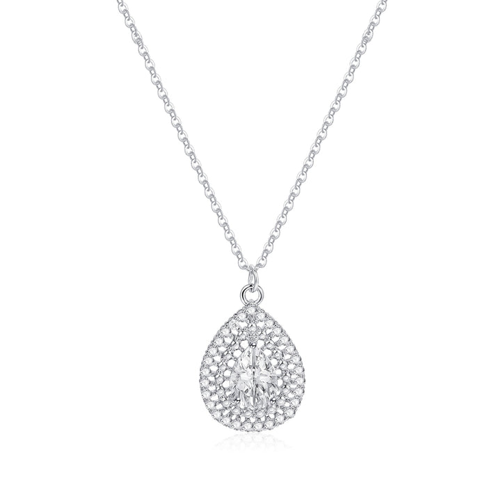 Elegant Women Cubic Zirconia Waterdrop Shape Faux Pearl Necklace Jewelry Gift Image 7